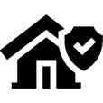 House icon with security shield symbol.